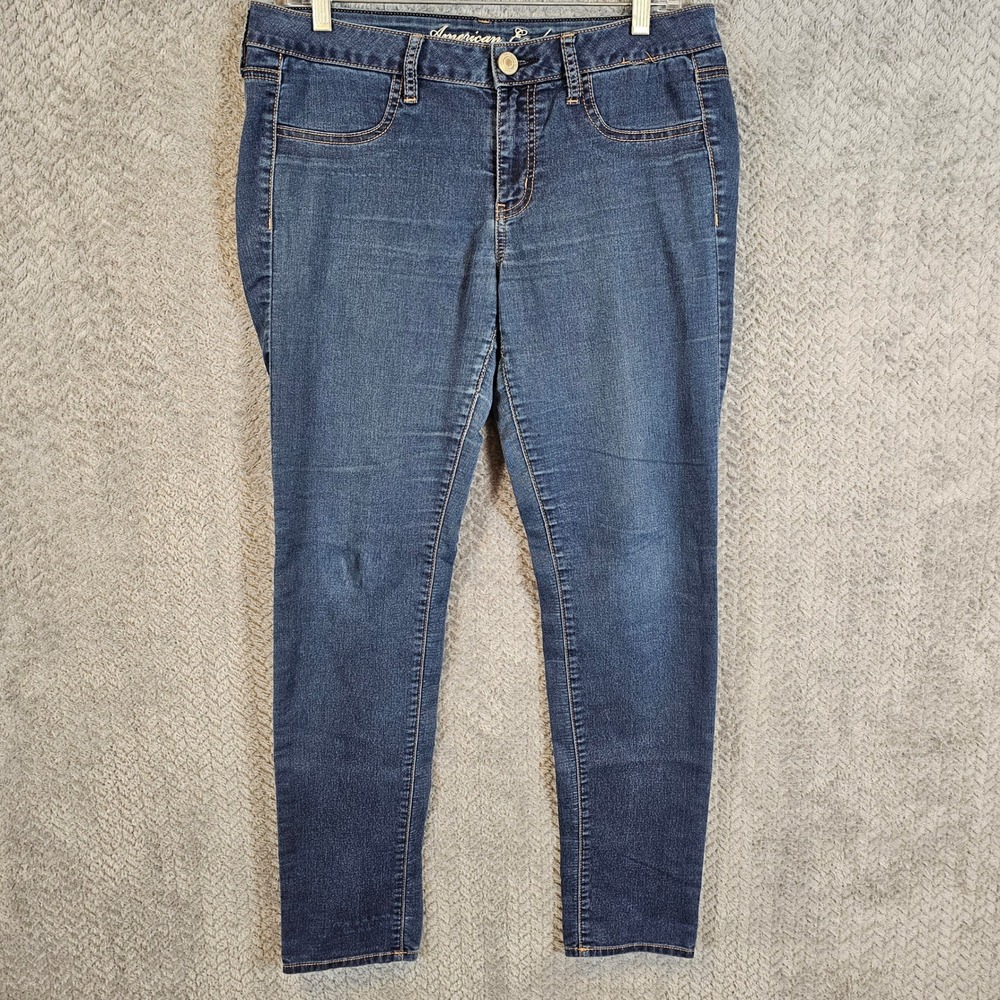 American Eagle Women Stretch Jegging Dark Wash Blue Skinny Jeans Size 12 Regular